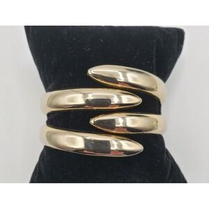Vtg Gold Tone Statement Estate Claw Cuff Bracelet Spring Close